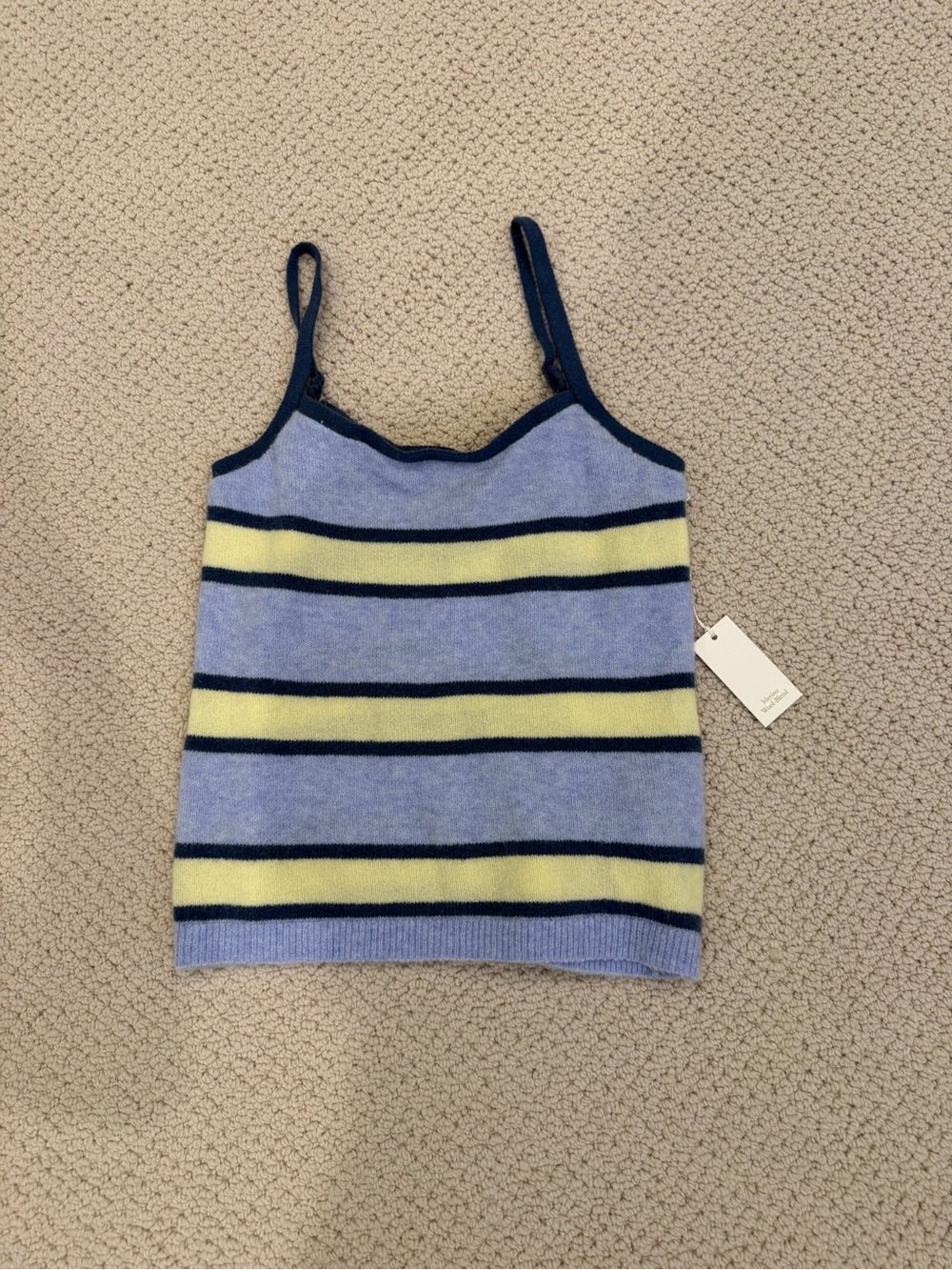 Abercrombie & Fitch Light Blue Tank with Yellow and Navy Stripes